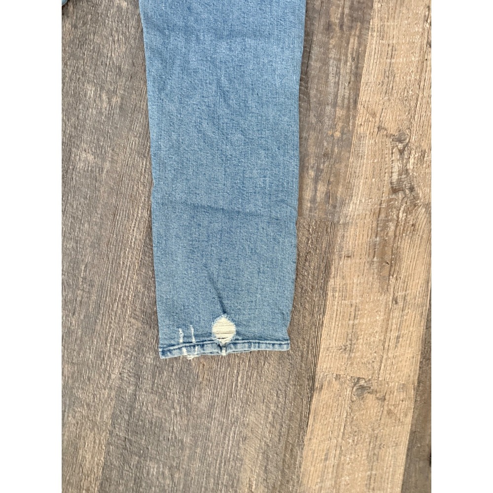 Mother Superior High Waisted Straight Leg Distressed Jeans Light Wash Size 26 - Picture 5 of 16